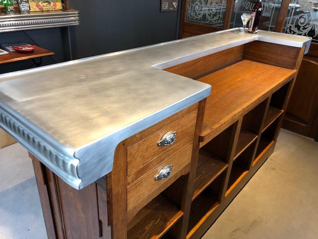 Comptoir n°108 - Chêne massif avec dessus en étain alimentaire - 2,24m de longueur_2