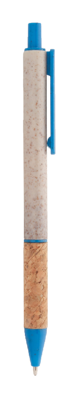 Stylo bille écologique en paille de blé avec grip en liège naturel - Encre bleue - Couleur bleu_2