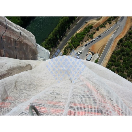 Filet de sécurité brise-vent maille 100mm doublé - Nylon - Résistance 350kg/m² - Conforme NF EN 1263-1_2