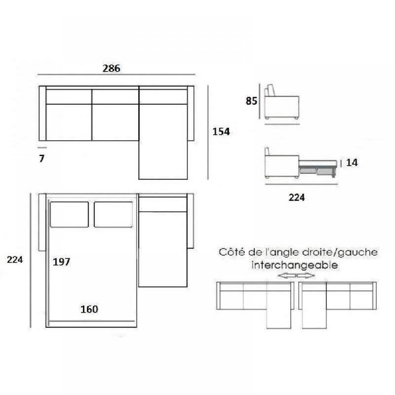 Canapé d'angle scandinave convertible express - Couchage quotidien 160 cm - Microfibre gris graphite - Matelas 16 cm_2