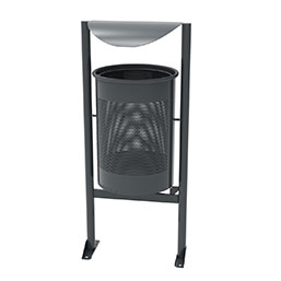 Corbeille en métal perforé 60 litres - Acier basculant - Fixation au sol - Modèle avec ou sans couvercle_2