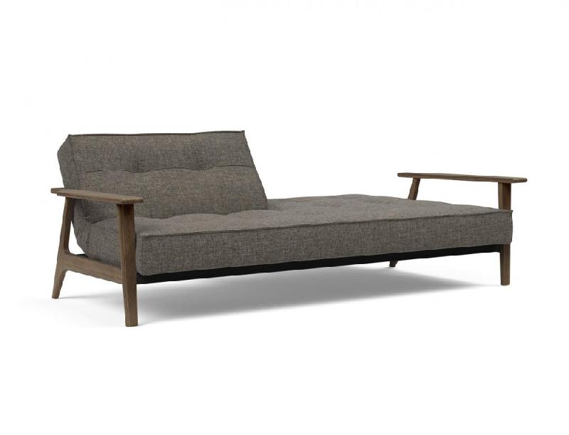 Innovation Living - Canapé-lit design Splitback Frej convertible 115*210 cm - Chêne fumé et tissu Flashtex Dark Grey_2