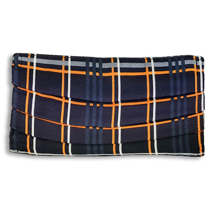 Masque lavable en soie imprimée écossais - doublé coton noir - 2 couches 3 plis - Réf 30274.01.1_2