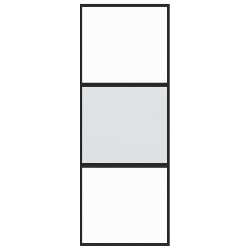 Vidaxl porte coulissante noir 76x205 cm verre trempé aluminium 155201_2