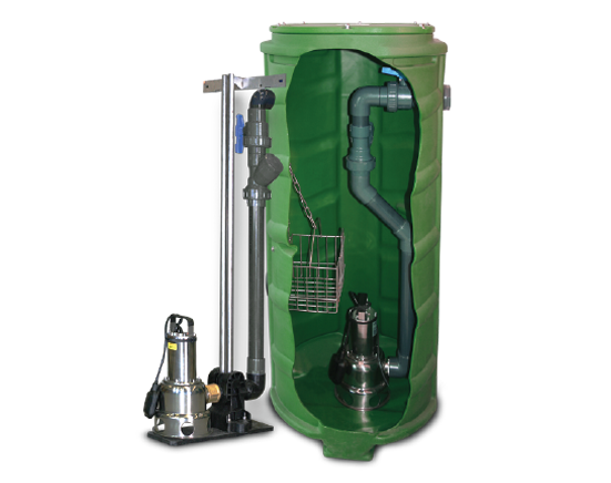 Poste de relevage Sanirel® HT - Cuve 500L PEHD, 1 pompe mono 230V, fil d'eau profond jusqu'à -90 cm_2