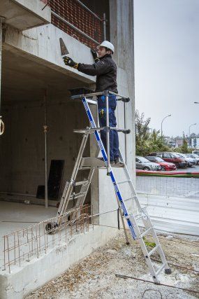 Sherpascopic télescopique - Plateforme de travail en aluminium - Tubesca - Hauteur d'accès max 4,46m avec stabilisateurs réglables et garde-corps rigide_2