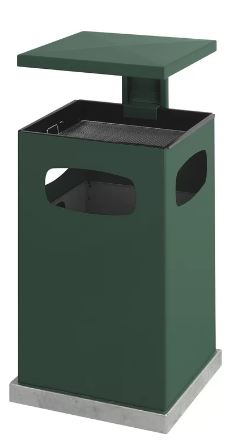 Poubelle cendrier publique avec couvercle amovible - 80 L - 3 ouvertures - liner en métal et insert-cendrier noir_2