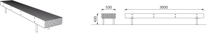 LWD110 - Banc connecté - MMCité 1 a.S. - Hauteur 430 mm - Assise bois massif et pieds en acier_2