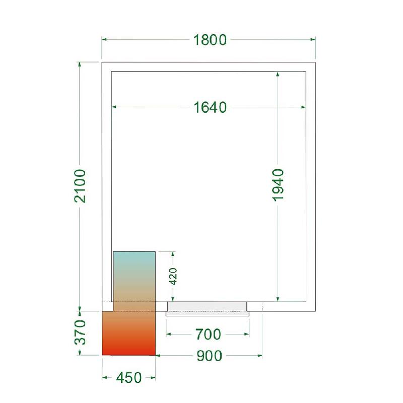 Chambre froide positive 6,49 m3 (1800 x 2100 x 2200 mm) avec monobloc de paroi_2