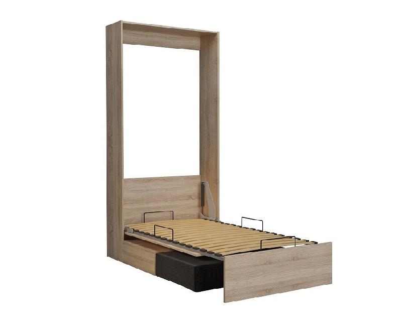 Armoire lit escamotable Dynamo Sofa - canapé intégré - chêne naturel - tissu anthracite - couchage 90x200 cm_2