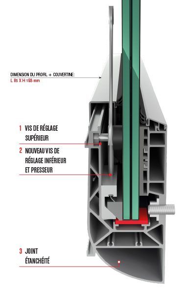 Ninfa 175 - garde-corps en verre et aluminium - fixation interne mur porteur - design minimal - Faraone_2