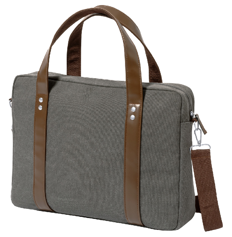 Sacoche en toile - Compartiment rembourré pour ordinateur portable 15'' et tablette 10'' - Bandoulière réglable et finitions en PU_2