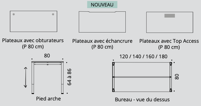 Bureau open space modulable et personnalisable - Astrolite réglable en hauteur - Buronomic_2