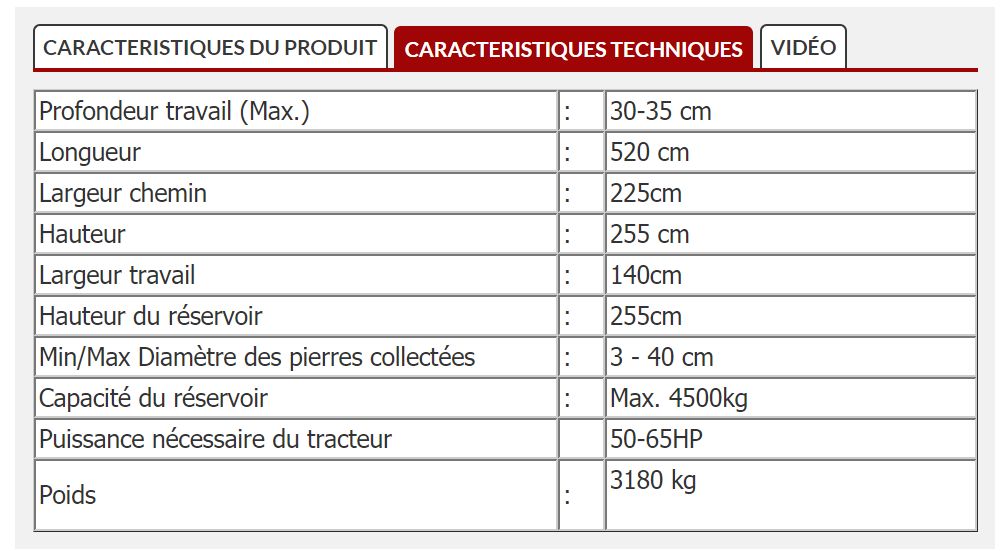 Épierreuse Kaplan 140 - Tutkunkardesler - largeur 140 cm - profondeur max. 30-35 cm - tamisage et déchargement hydraulique_2