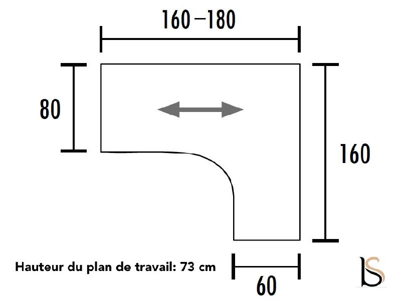 Bureau compact Tono avec caisson - Mobel Linea - 160, Anthracite, Gauche, 2 tiroirs_2
