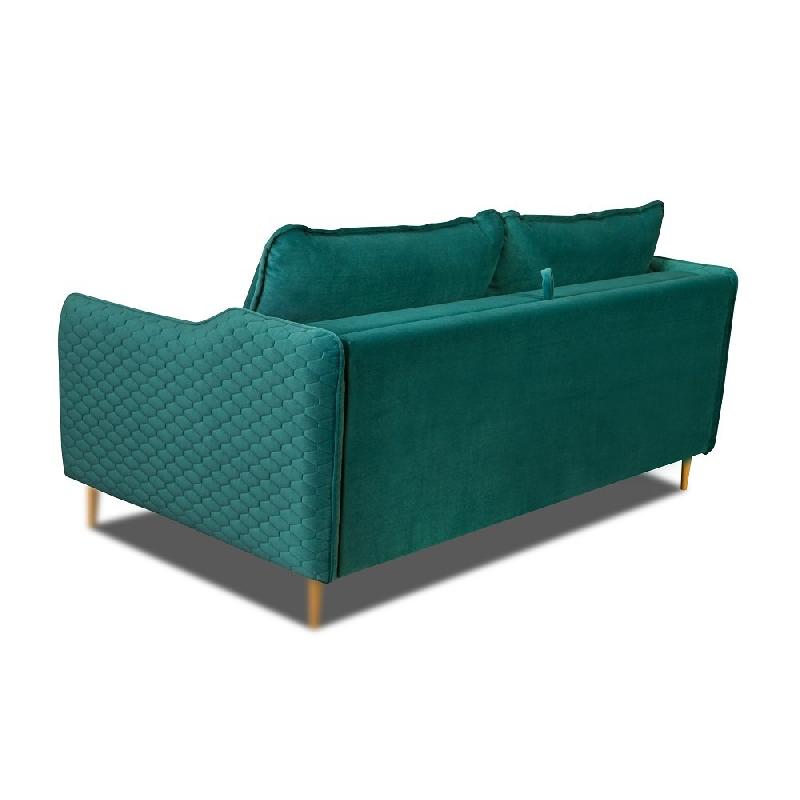 Canapé lit scandinave 3 places Lagos 140 cm - ouverture express, sommier à lattes, matelas 13 cm en velours vert canard_2