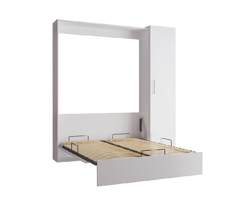 Armoire Lit Dynamo Blanc Mat - Couchage 140 x 200 cm avec Colonne de Rangement_2