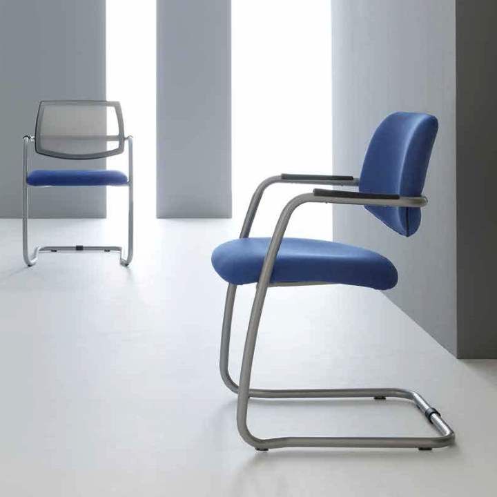 Fauteuil de réunion polyvalent CLUB - Piètement luge, dossier rembourré ou résille, assise rembourrée_2