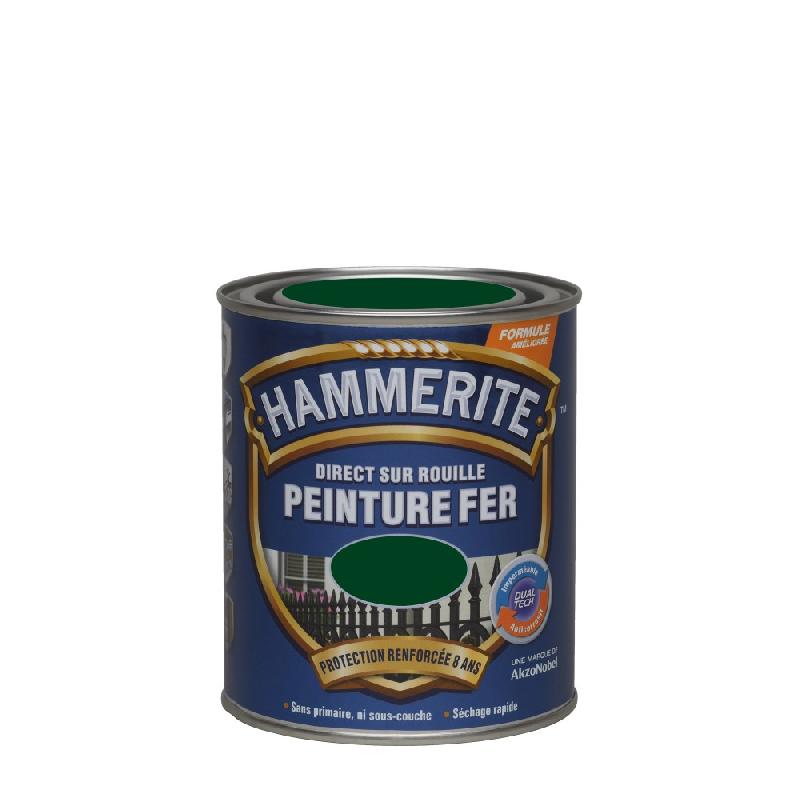 Peinture fer extérieur direct sur rouille HAMMERITE - Vert Buisson brillant - 0.75L - Protection et décoration_2