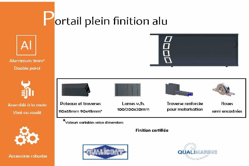 Portail coulissant plein finition aluminium - 3250 / 1300_2