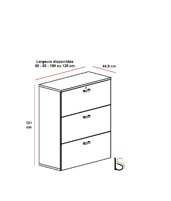 Armoire basse pour dossiers suspendus - Mobel Linea - 60, Gris aluminium, Acacia clair_2