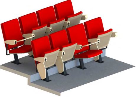 Fauteuil d’auditorium adapté aux sols plats ou en pente