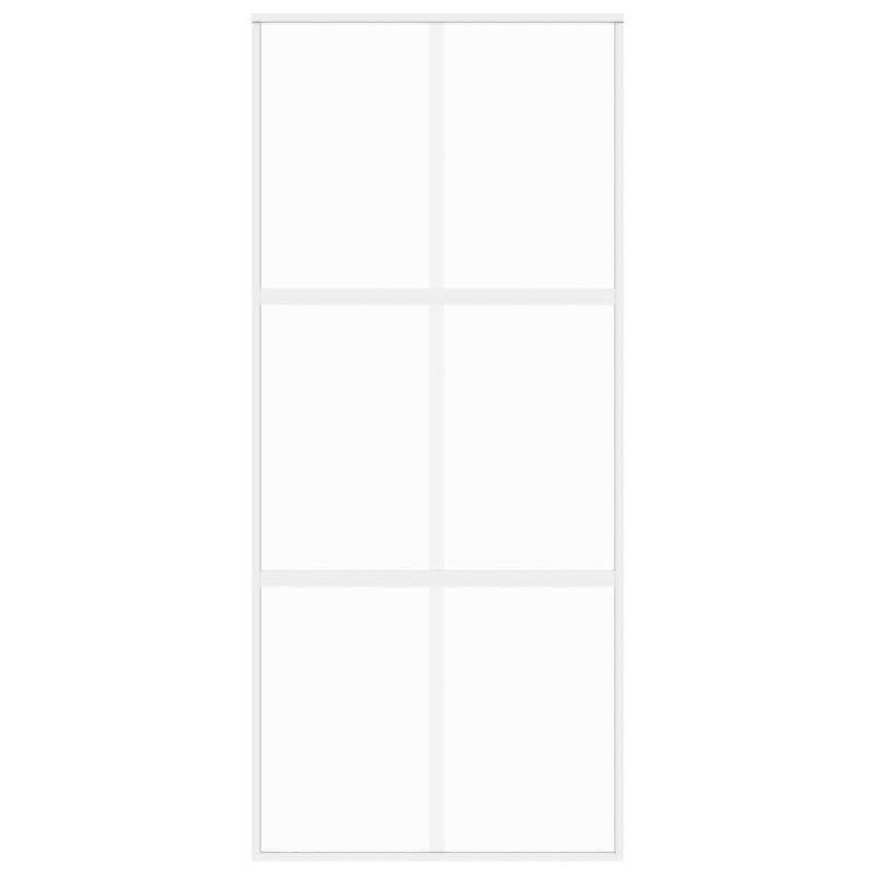 Vidaxl porte coulissante blanc 90x205 cm verre trempé aluminium 155217_2
