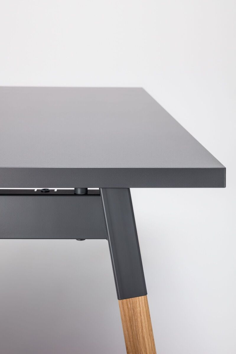 Bureau droit avec plateau mélaminé 28 mm - BOW04 - pieds en bois de frêne et options personnalisables_2