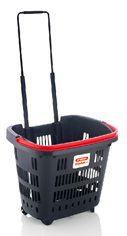 Panier à roulettes 34 litres - anse colorée - 2 roues - 25kg charge_2