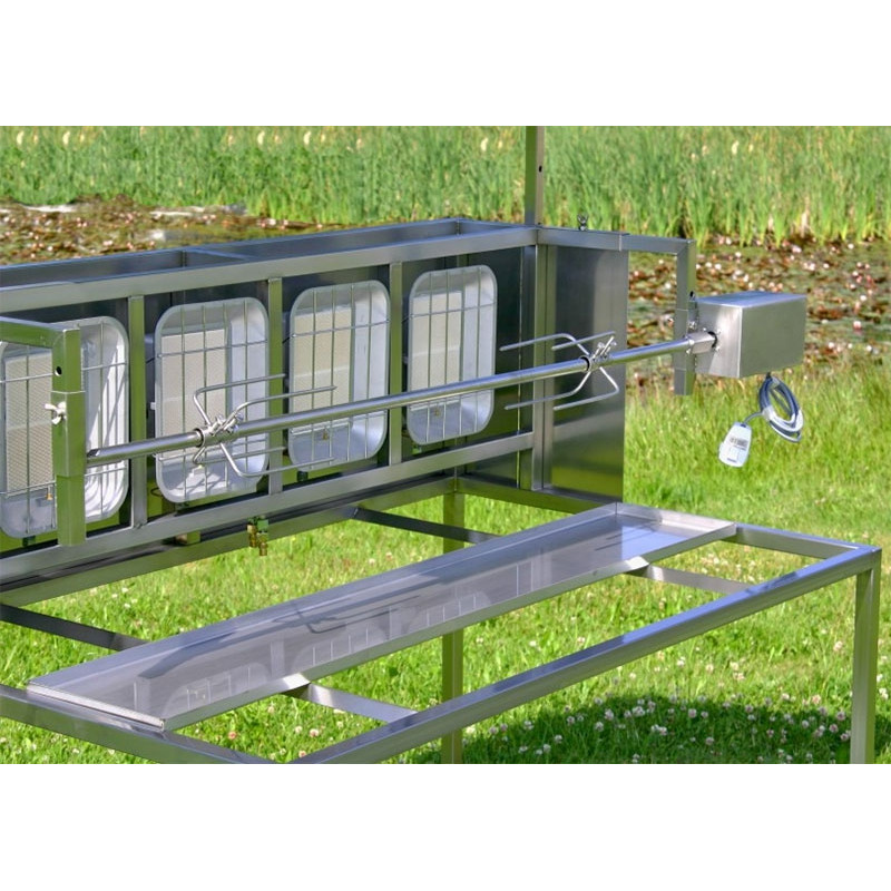 Tournebroche professionnel gaz L1800 avec toit réglable, broche motorisée 60 kg - réf. Touma15_2