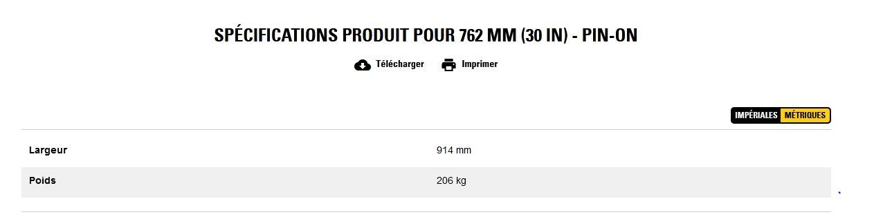 Godet d'excavation extra-robuste - caterpillar finance france - 762 mm (30 in) - pin-on - poids 206 kg_2