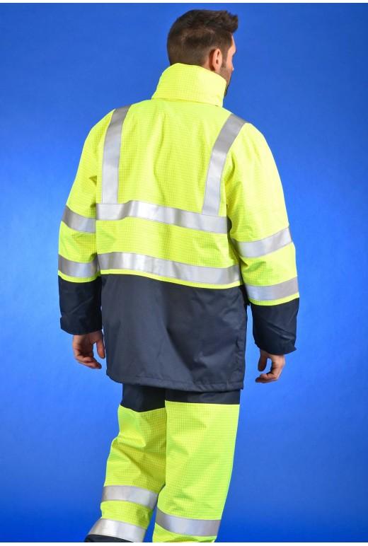 Parka multirisques ATEX intempéries HV - Réf. 045*MPHVJ - Bandes rétroréfléchissantes ignifuges, capuche intégrée, multipoches_2