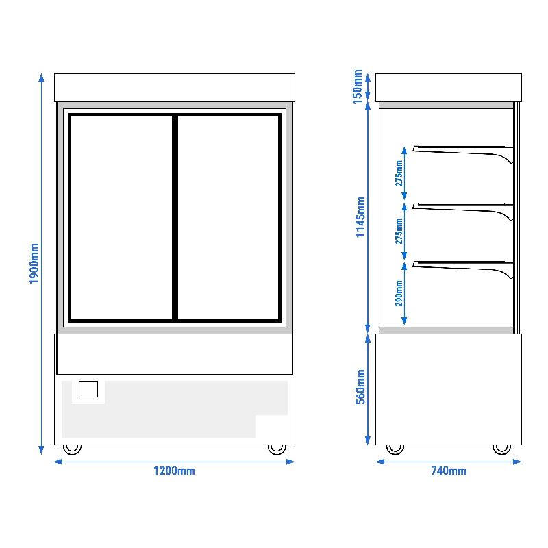 Vitrine réfrigérée 1200 mm - 950L - 3 étagères réglables | KTG127W_2