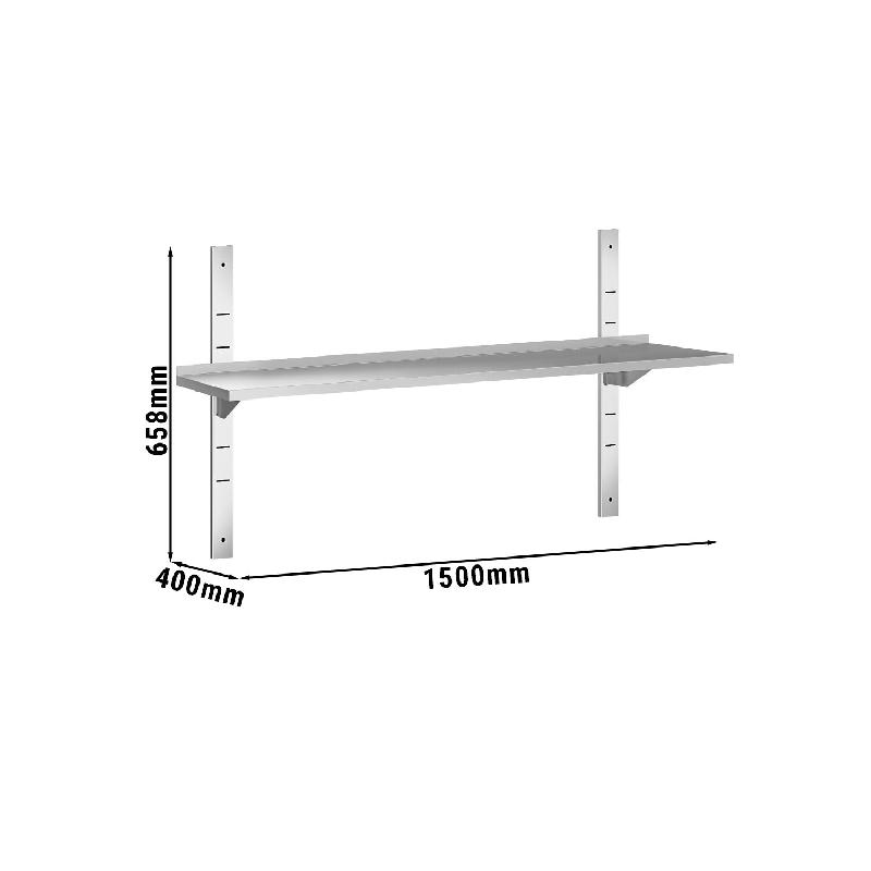 Etagères murales en inox 1 niveau Profondeur 400 mm - 1500_2