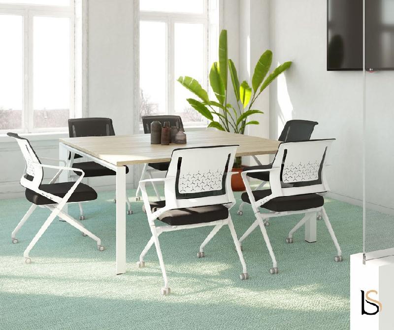 Chaise visiteurs avec assise pliante Plys - Mobel Linea - Blanc, 1 siège_2