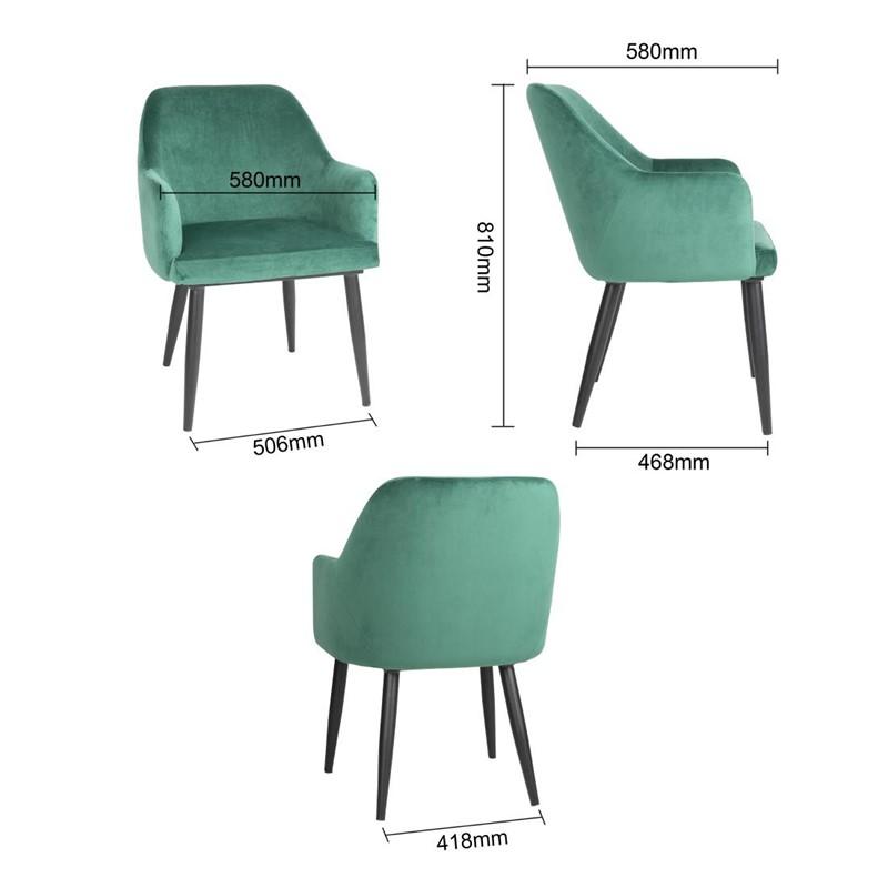 Chaises en velours Lia vertes - Lot de 2 - FX070 | Bolero_2