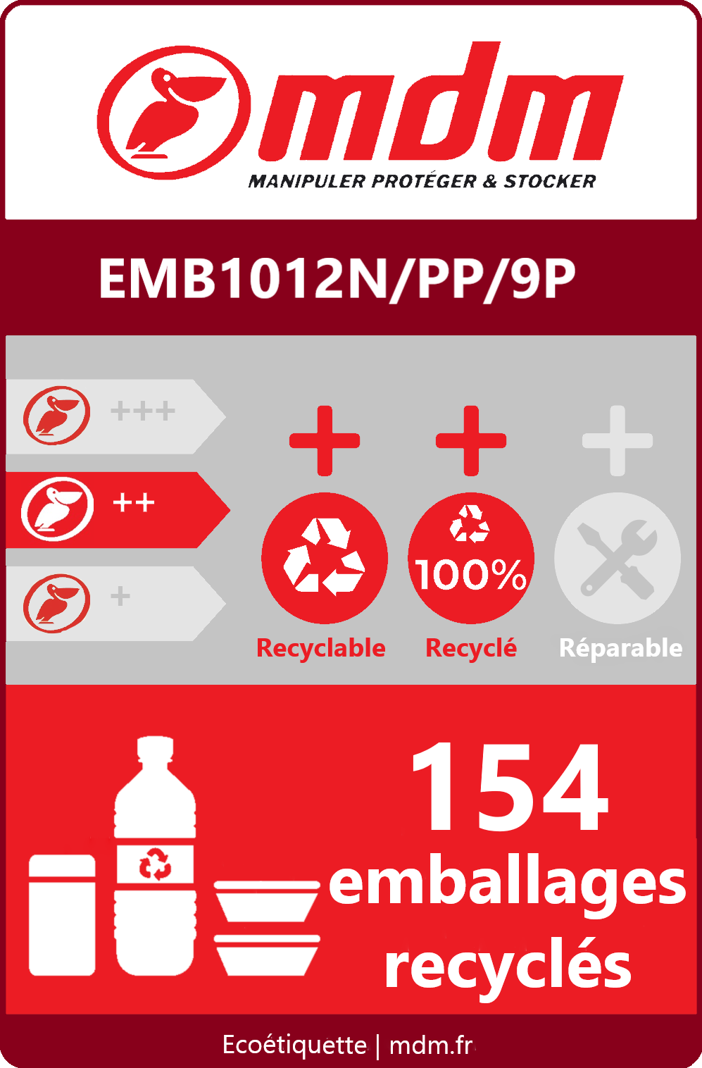 Palette plastique perdue emboîtable - EMB1012N/PP/9P - 1000x1200mm - 9 plots - résistante et recyclable_2