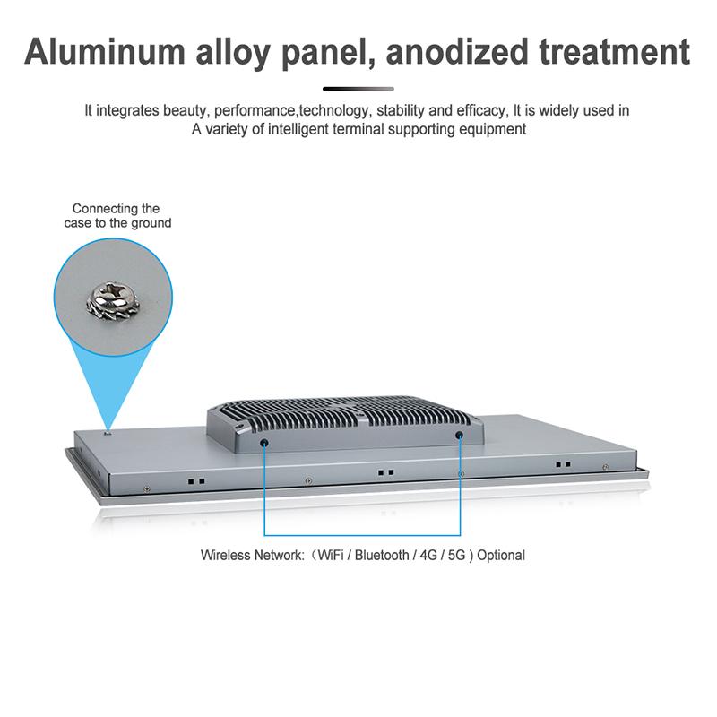 Panel PC industriel fanless 23.8 pouces 16:9 Full HD pour HMI, supervision et automatisation - EVI-24WAC, façade avant IP66, connectique complète_2