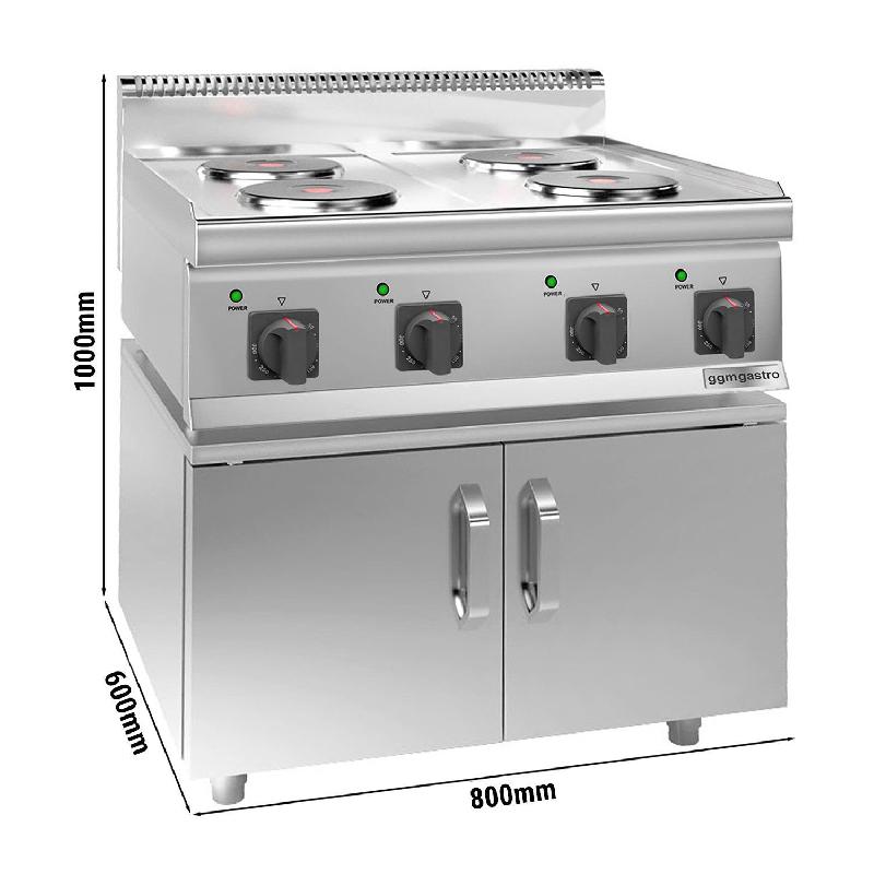 Cuisinière électrique - 8 kW - 4 plaques rondes - incl. Soubassement avec 2 portes  - Mario 600 | GGM -EHK66-E-UBK66-E_2