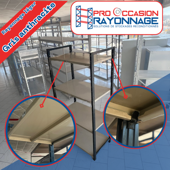 Étagère - Hauteur 2000mm, Longueur 970mm, Profondeur 600mm - Grise anthracite_2