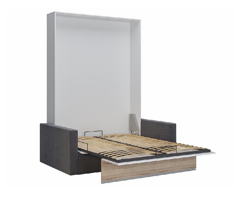 ARMOIRE LIT ESCAMOTABLE DJUKE SOFA BLANC BANDEAU CHÊNE CANAPÉ GRIS 140*200 CM_2