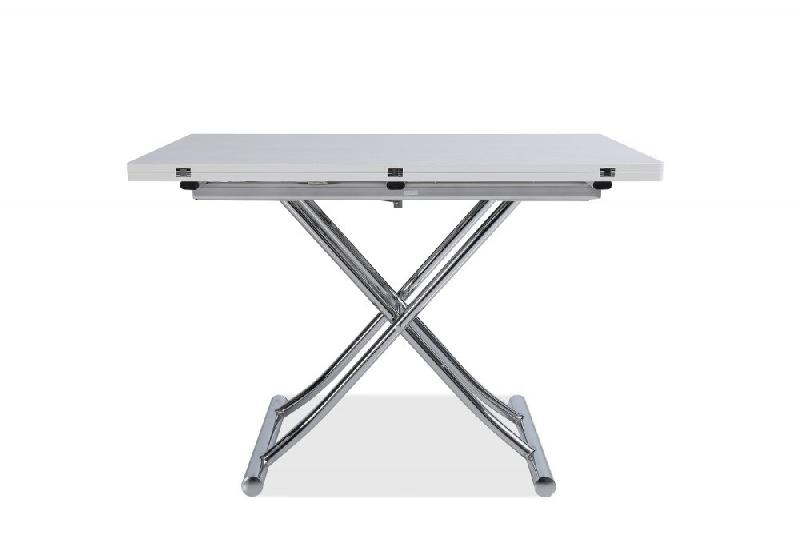 Table basse relevable extensible Trendy - mélaminé chêne blanc avec pied chromé - 110 x 70/140 cm_2