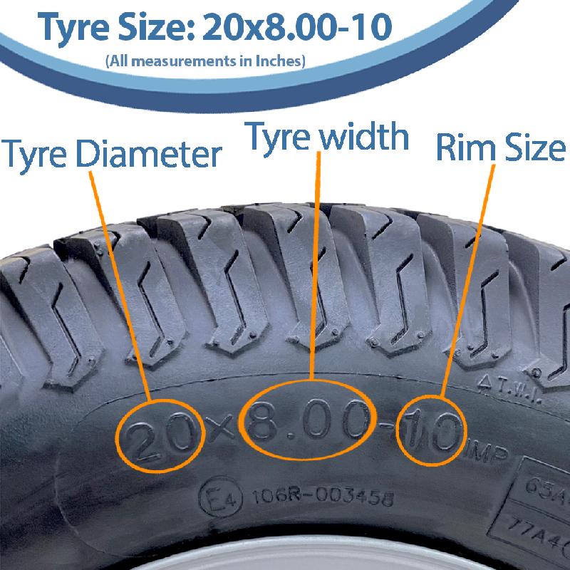 20x8.00-10 Roue de tondeuse à gazon 4 clous Multi Turf Wanda 100mm PCD E-Marked Road Legal_2