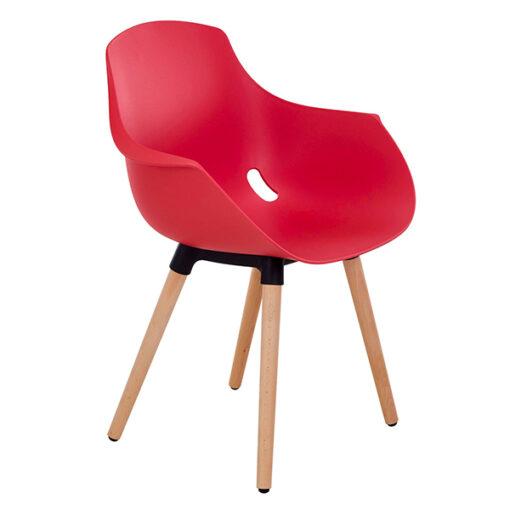 Chaise pour salle à manger - piètement bois MAHÉ - neuf - diversité de couleur - Noir/Blanc/Beige/Brique_2