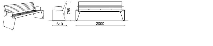 LRA165-05 - Banc connecté MMCité 1 a.S. - Hauteur 785 mm - Acier plié, bois et options personnalisables_2