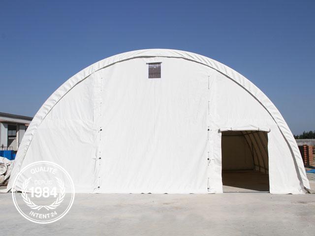 Tunnel de stockage 20x9,15x4,5m - structure en acier, couverture PE 350g/m² blanc - portes et fenêtres incluses_2