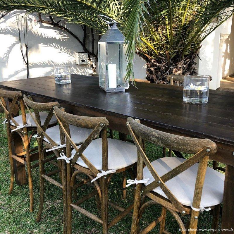 Lot de 4 Chaises de Bar - Dos croisé Héritage Bois_2