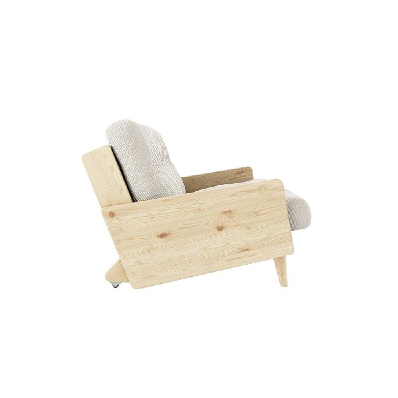 CANAPÉ 3 PLACES CONVERTIBLE INDIE STYLE SCANDINAVE FUTON IVOIRE COUCHAGE 130*190 CM._2