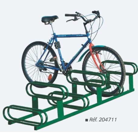 Support vélos design - 6 ou 5 places avec emplacements décalés pour éviter l'entrechoque des guidons_2