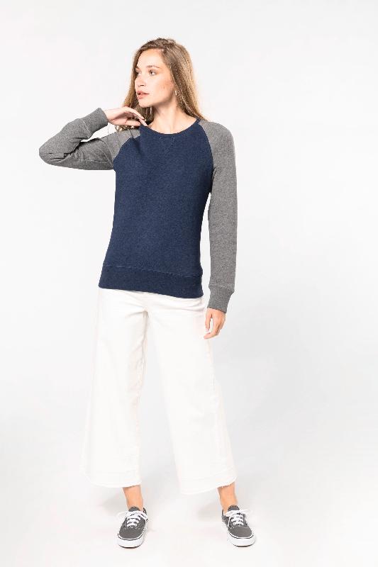 Sweat-shirt French Terry Bio bicolore col rond manches raglan femme - Réf: K492 - Kariban_2